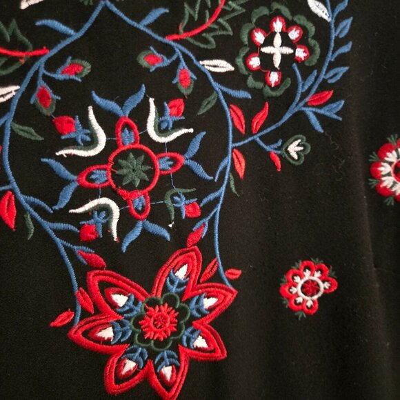 Zara Woman Floral Embroidered Runway Fav Long Sleeve Black Midi Dress Size M - Picture 10 of 14